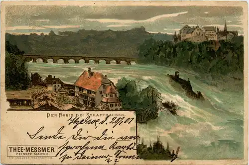 Der Rheinfall bei Schaffhausen - Litho Werbekarte -276118