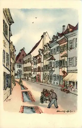 Freiburg - Herrengasse - Künstlerkarte H. v. Geyer -242414