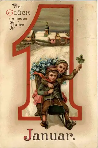 Neujahr - Kinder - Prägekarte -241516