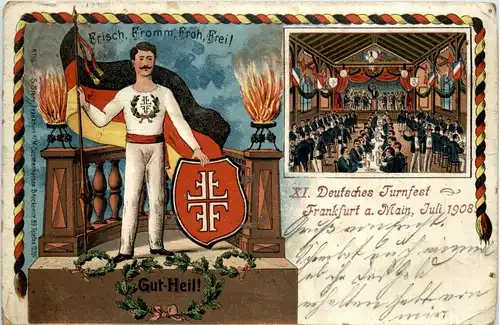 Frankfurt - Deutsches Turnfest 1908 - Litho -243908