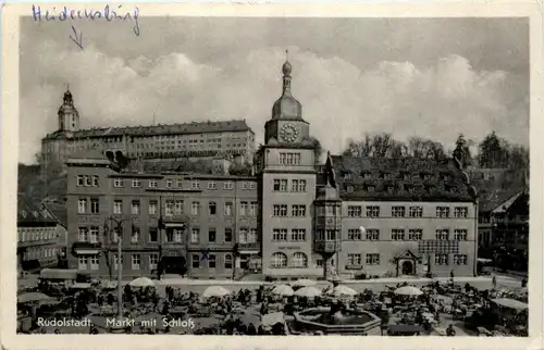 Rudolstadt/Thür. - Marktplatz mit Schloss Heidecksburg -302490