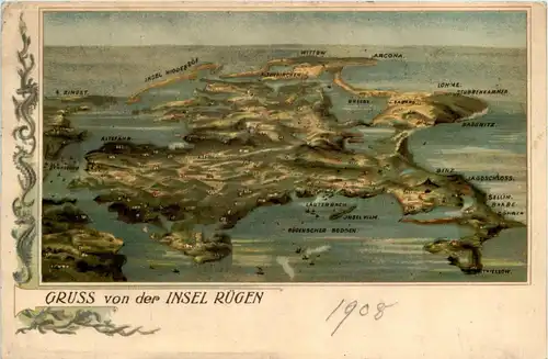 Gruss von der Insel Rügen - Litho -243644