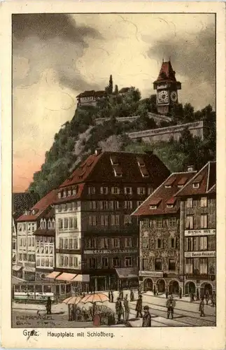 Graz/Steiermark - Hauotplatz mit Schlossberg -304652