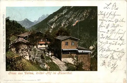 Kufstein/Tirol und rundherum - Gruss aus Veiten, dritter Hof im Kaisertal -312440