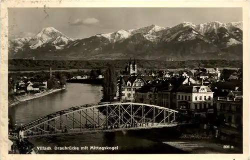 Villach/Kärnten - Villach, Draubrücke mit Mittagskogel -314060