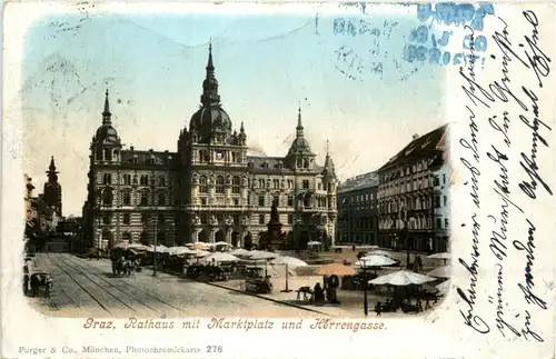 Graz/Steiermark - Graz, Rathaus mit Marltplatz und Herrengasse -313650