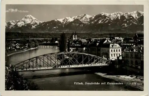 Villach/Kärnten - Villach, Draubrücke mit Karawanken -314420