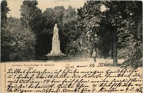 Graz/Steiermark - Graz, Anastasius Grün-Denkmal im Stadtpark -313770