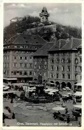 Graz/Steiermark - Graz, Hauptplatz mit Schlossberg -314770