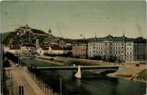 Graz, Radetzkybrücke, Schlossberg und Justizgebäude -314918