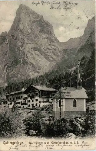 Kaisergebirge, Unterkunftshaus Hinterbärenbad m.d.kl. Halt. -312314