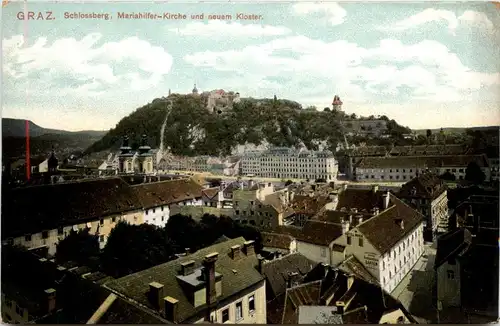 Graz, Schlossberg, Mariahilfer-Kirche und neuem Kloster -313896