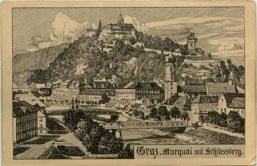 Graz/Steiermark - Graz, Murquai mit Schlossberg -314786