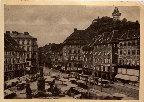 Graz/Steiermark - Graz, Hauptplatz mit Schlossberg -314818
