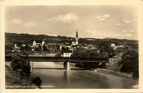 Villach/Kärnten - Villach, Drauquai mit Eisenbahnbrücke -314308