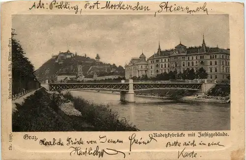 Graz/Steiermark - Graz, Radetzkybrücke mit Justizgebäude -314768