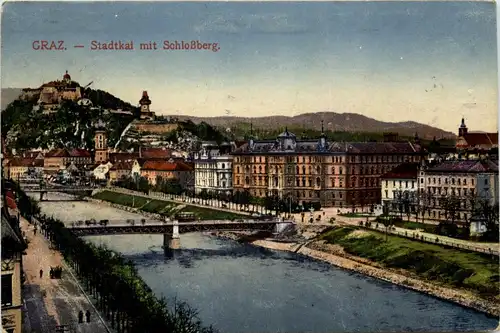 Graz/Steiermark - Graz, Stadtkai mit Schlossberg -314934
