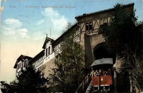 Graz/Steiermark - Graz, Schlossberg, Restauration mit Seilbahn -314926