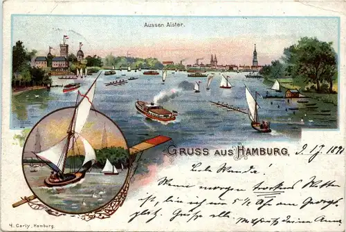 Gruss aus Hamburg - Litho -235556