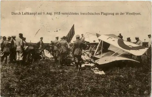 Durch Luftkampf 1915 vernichtetes französisches Flugzeug - Feldpost -235682