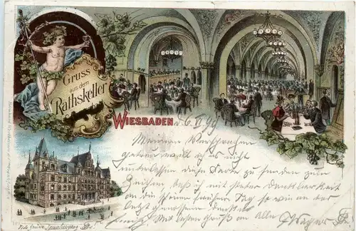 Gruss aus dem Ratskeller Wiesbaden - Litho -236350