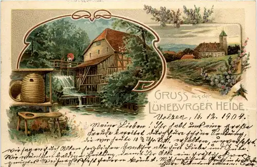 Gruss aus der Lüneberger Heide - Bienen Imker - Litho -236632