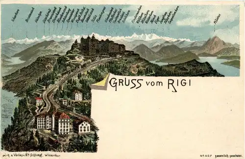 Gruss vom Rigi - Litho -232696