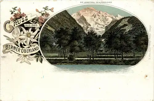 Gruss aus dem Berner Oberland - Jungfrau - Litho -232958