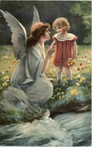 Kind mit Engel - Künstlerkarte -237692