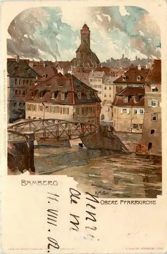 Bamberg - Obere Pfarrkirche Litho K. Mutter -254320