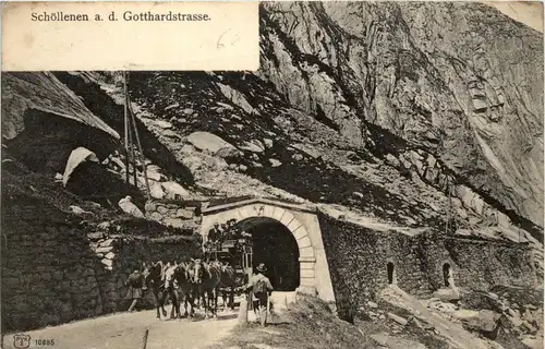 Schöllenen an der Gotthardstrasse - Postkutsche -233062