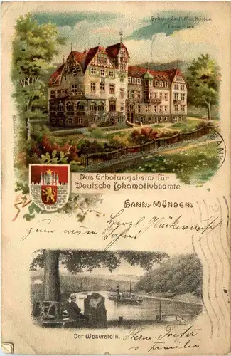 Hann. Münden - Erholungsheim für Deutsche Lokomotivbeamte - Litho -236686