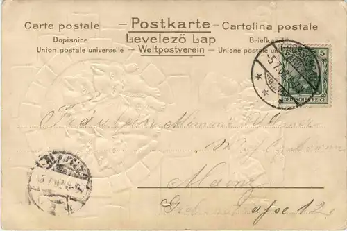 Kind mit Katze - Prägekarte -237568