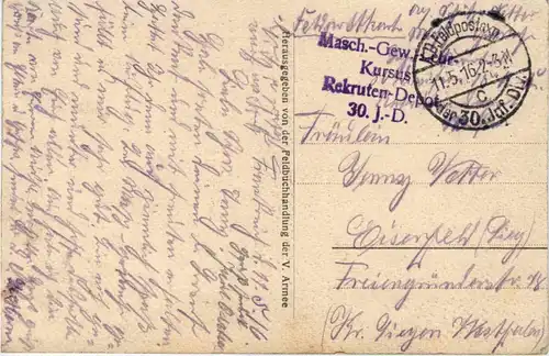 Zerschossene Häuser in Longwy - Feldpost -238648