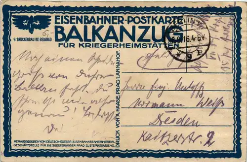 Brückenbau bei Belgrad - Eisenbahner Postkarte -238932