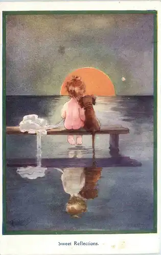 Kind mit Hund - Künstlerkarte -237552