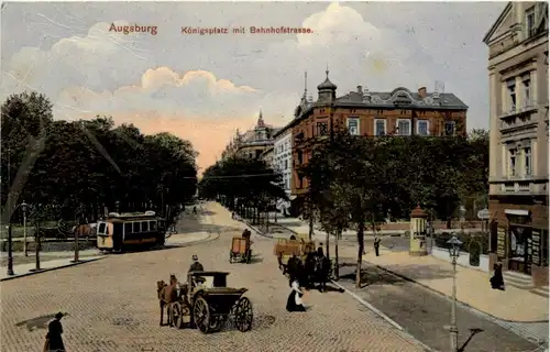 Augsburg - Königplatz mit Bahnhofstrasse -239820