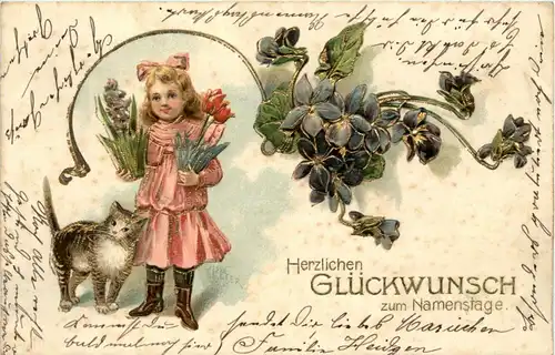 Namenstag - Kind mit Katze -238312