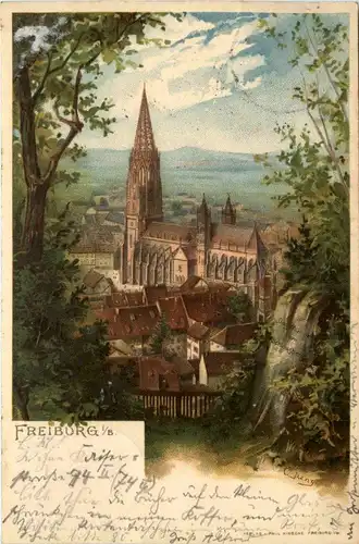 Gruss aus Freiburg - Litho -257332