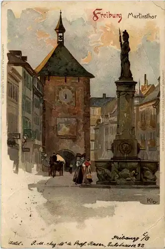 Gruss aus Freiburg - Künstlerkarte Kley - Litho -257358