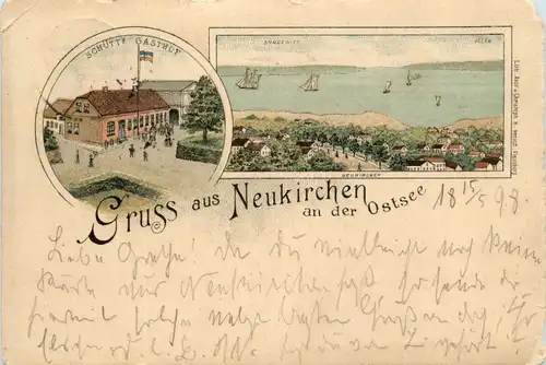 Gruss aus Neukirchen an der Ostsee - Litho -241046