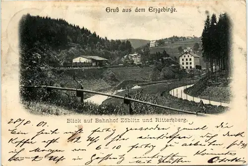 Zöblitz - blick vom Bahnhof und Rittersberg -277524