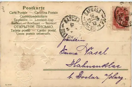 Neues Jahr 1905 Jahreszahl - Prägekarte Blumen -278652