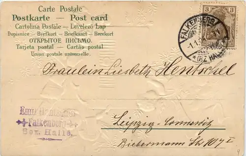 Neujahr - Engel - Briefkasten - Prägekarte -279622