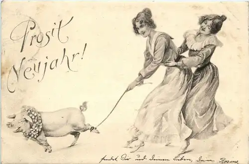 Prosit Neujahr - Frauen Schwein -279108