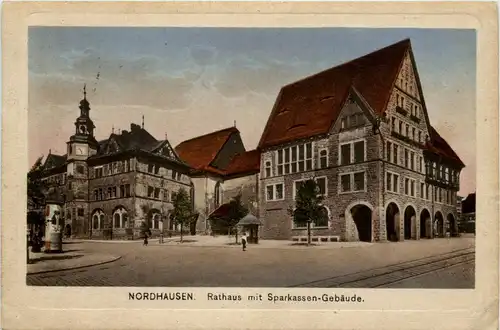 Nordhausen - Rathaus mit Sparkassen Gebäude -279950