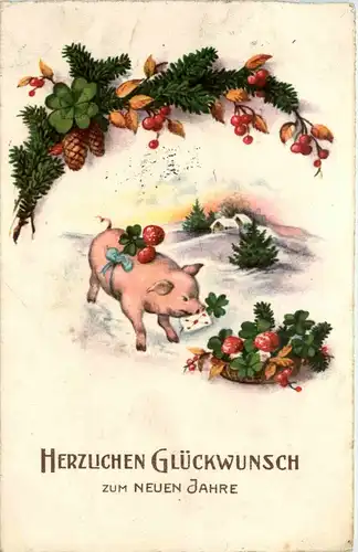 Herzlichen Glückwunsch zum neuen Jahre - Schwein Pig -279100