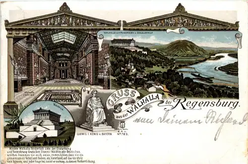 Gruss aus der Walhalla bei Regensburg - Litho -221790