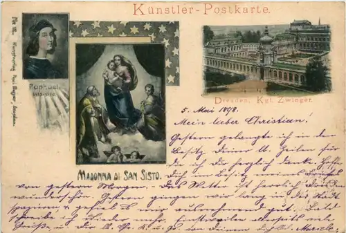 Dresden - Künstler Postkarte - Madonna di San Sisto -222178