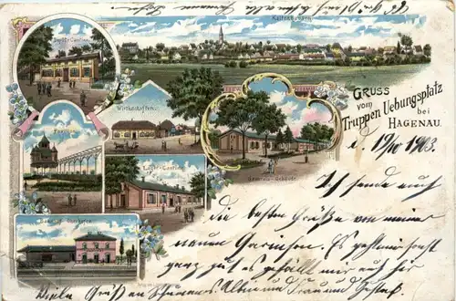 Gruss vom Truppenübungsplatz bei Hagenau - Litho -221922